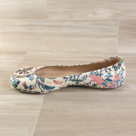 Tory Burch Minnie Travel Ballet flats Size 8M Leather Round Toe Gabriella Floral - Picture 7 of 12